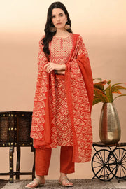 Cotton Blend Rani Printed Round Neck Suit Set